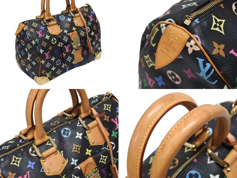  LOUIS VUITTON ルイヴィトン スピーディ30 ハンドバッグ M 92642 モノグラム マルチ 村上隆 ブラック ゴールド金具 4 b 009048 ハンドバッグ バッグ