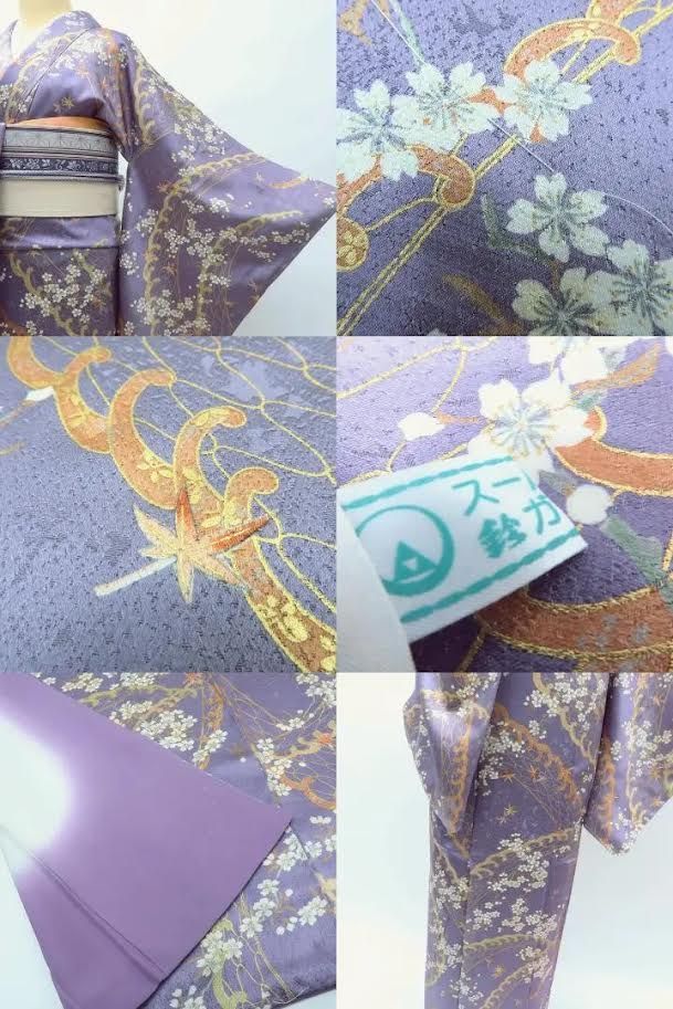  百華 Y 3868 正絹 千總 鈴乃屋謹製 手縫い仕立て 小紋 着物 小紋 着物