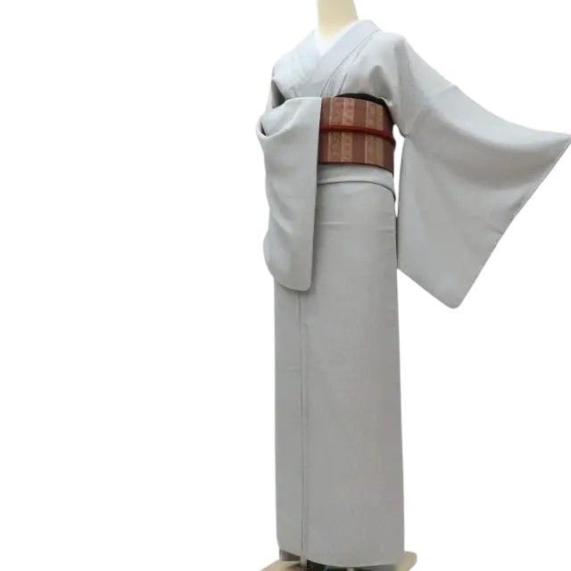 百華❀Y3869◇美品 正絹 縫い一つ紋 手縫い仕立て 縦縞 お召 着物 単品