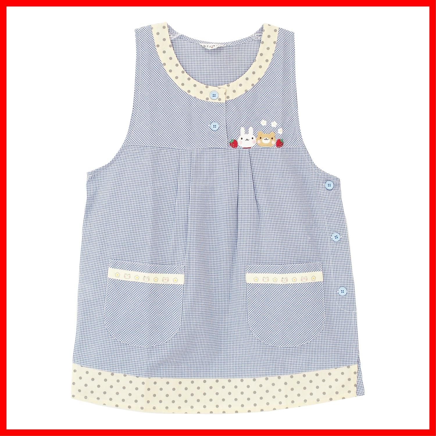 ON NISHIKI エプロン おてんばママ レディース 保育園 幼稚園 アップリケ 刺繍 サイドボタン ポケット付き