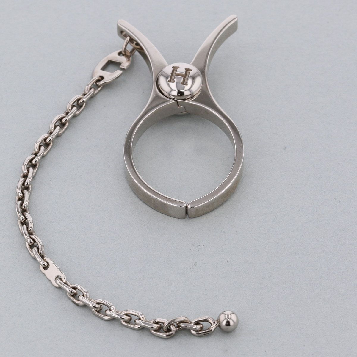 HERMES エルメス フィルー グローブホルダー キーホルダー レディース メタル シルバー