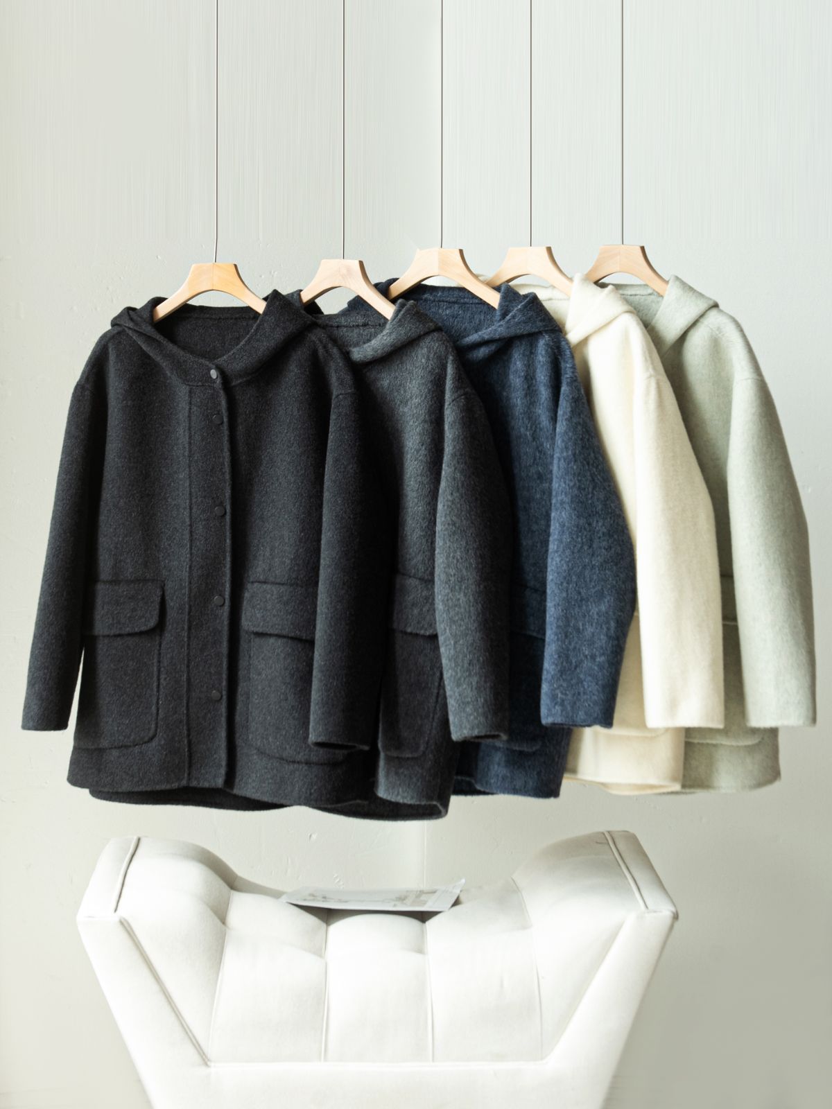 お洒落冬レディースウールコートフードコート暖かコート