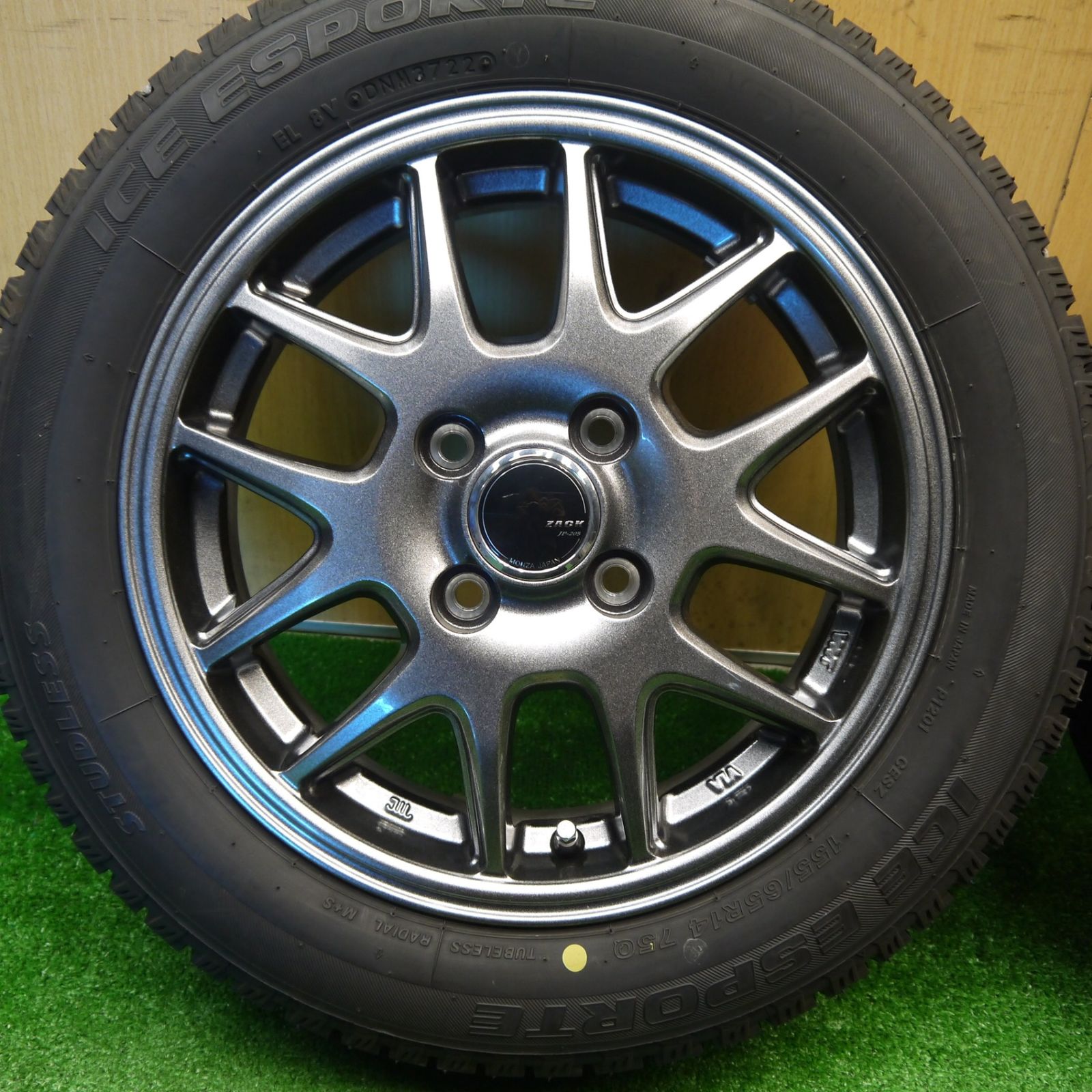 バリ溝 22年 キレイ ほぼ10分 スタッドレス 155 65 R 14 アイスエスポルテ ZACK JP 205 MONZA ザック モンツァ 14インチ PCD 100 4 H ス