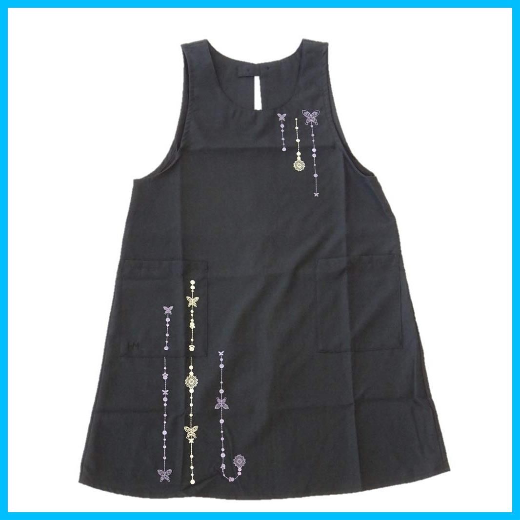 新着商品 エプロン HANAE MORI ハナエ モリ ブランド 洗濯しても しわになりにくい ポリエステル 素材の チョウ 森英恵 の 刺繍 の キッチン エプロン 67338