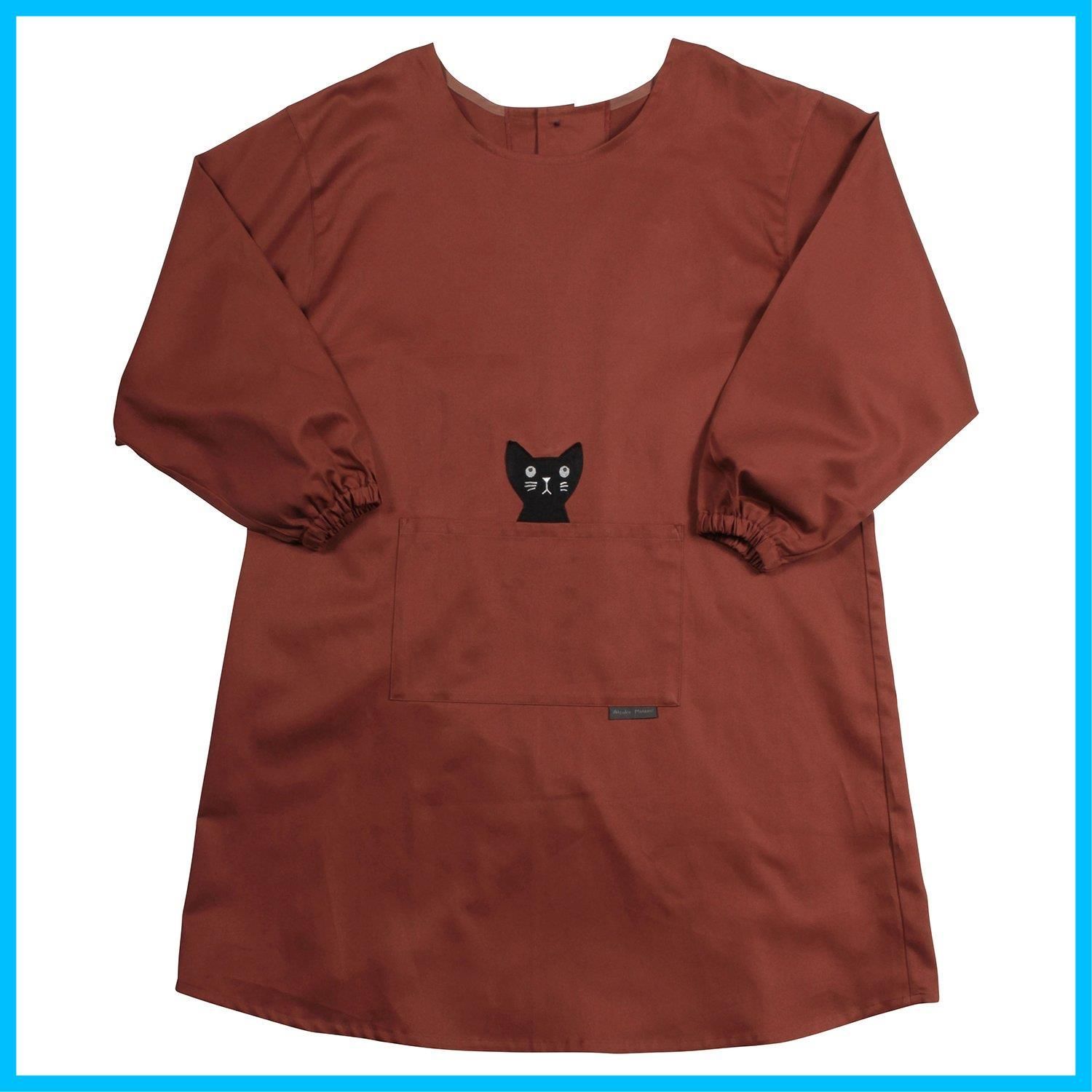 Matano マタノ アツコ Atsuko ポケット の エプロン ネコ ブランド が かわいい 割烹着 製 日本 かっぽう着 スモック 販売 28611 ブラウン