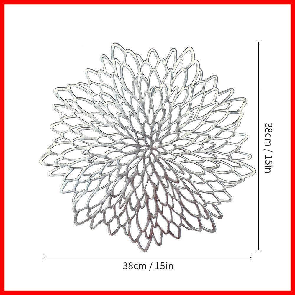 ハイビスカス 6枚セット プレースマット PVC ランチョンマット らんちょんまっと おしゃれ クリスマス飾り 北欧風 防汚 洗える シルバー WWW_OPDRERGINERDOGAN_COM