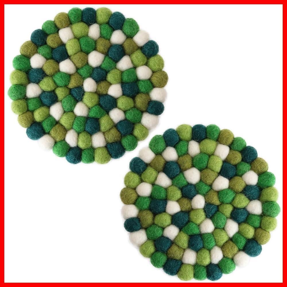 2枚セット メッツァ コースター ラウンド フェルト グリーン DEKORANDO デコランド