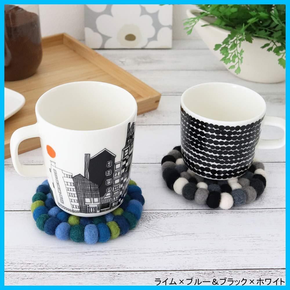 DEKORANDO フェルト デコランド ラウンド コースター 2枚セット ライム×ブルー