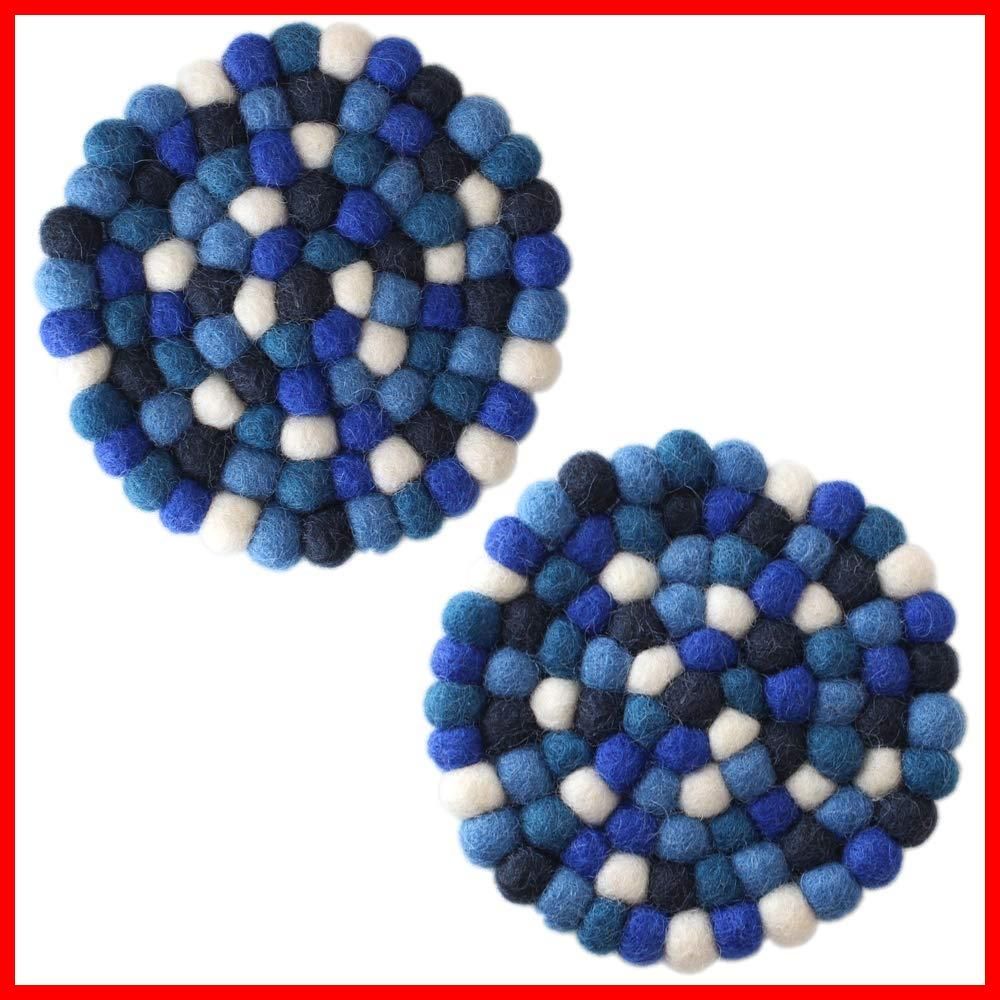 新着商品 2枚セット コースター フィンランド100ブルー ラウンド フェルト DEKORANDO デコランド