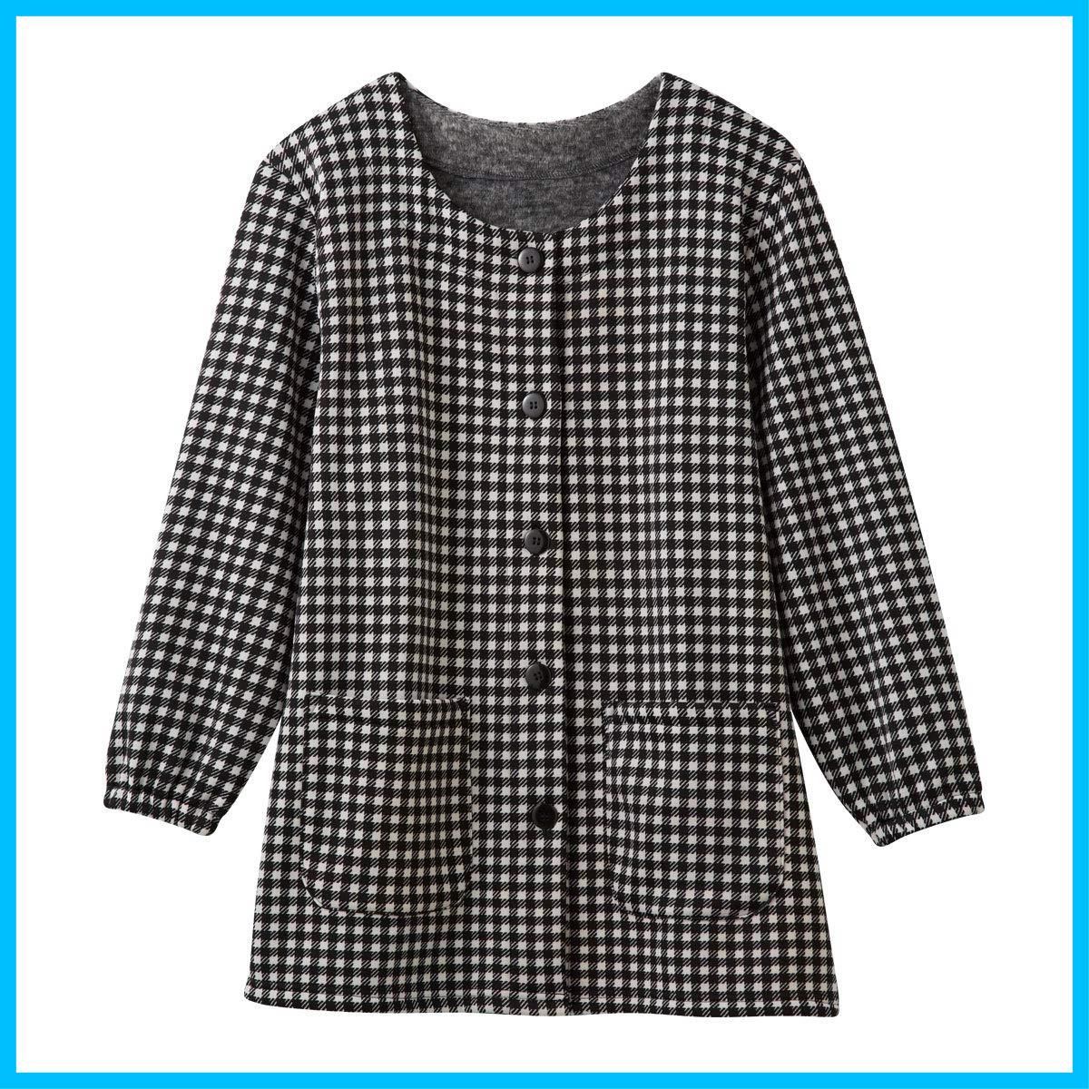 新着商品 ギンガムブラック まるで毛布のようなかっぽう着 かわいい 割烹着 裏起毛 あったか かっぽう着