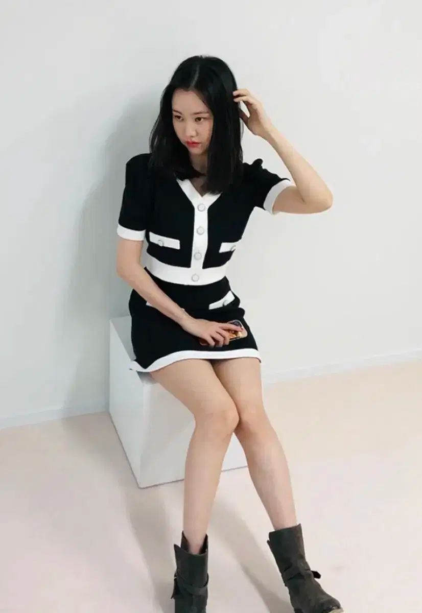 Ivana Helsinki suvi jersey tweed セットアップ ブラック