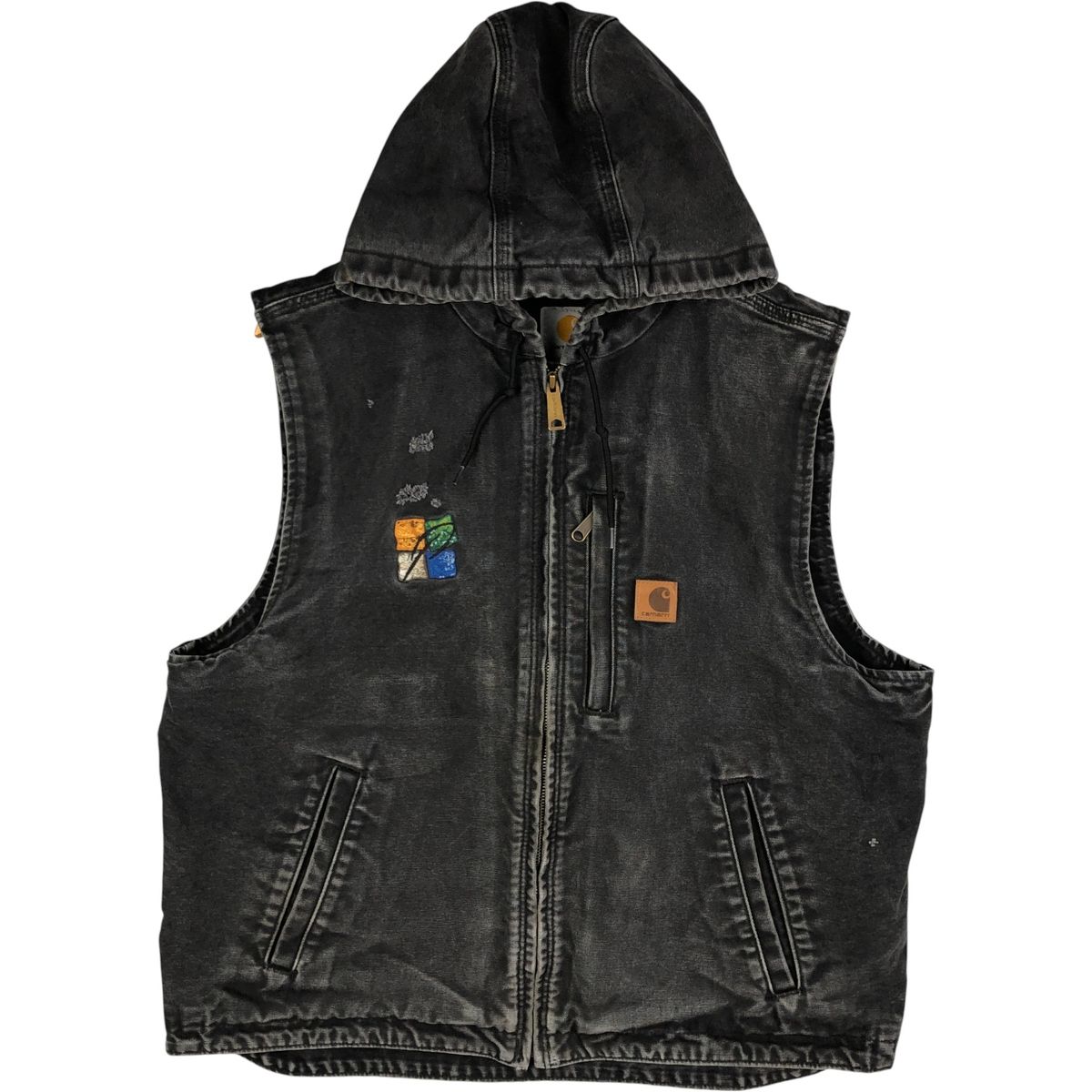 USA 製 Carhartt カーハート ダック ベスト 芸術 フェード Carhartt