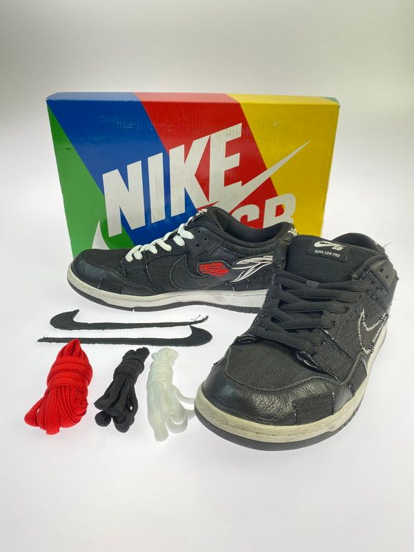 品 NIKE ナイキ ×WASTED YOUTH ウェイステッドユース DD8386-001 SB DUNK LOW BLACK DENIM VERDY 靴 シューズ スニーカー 160-251108-AS-3-min