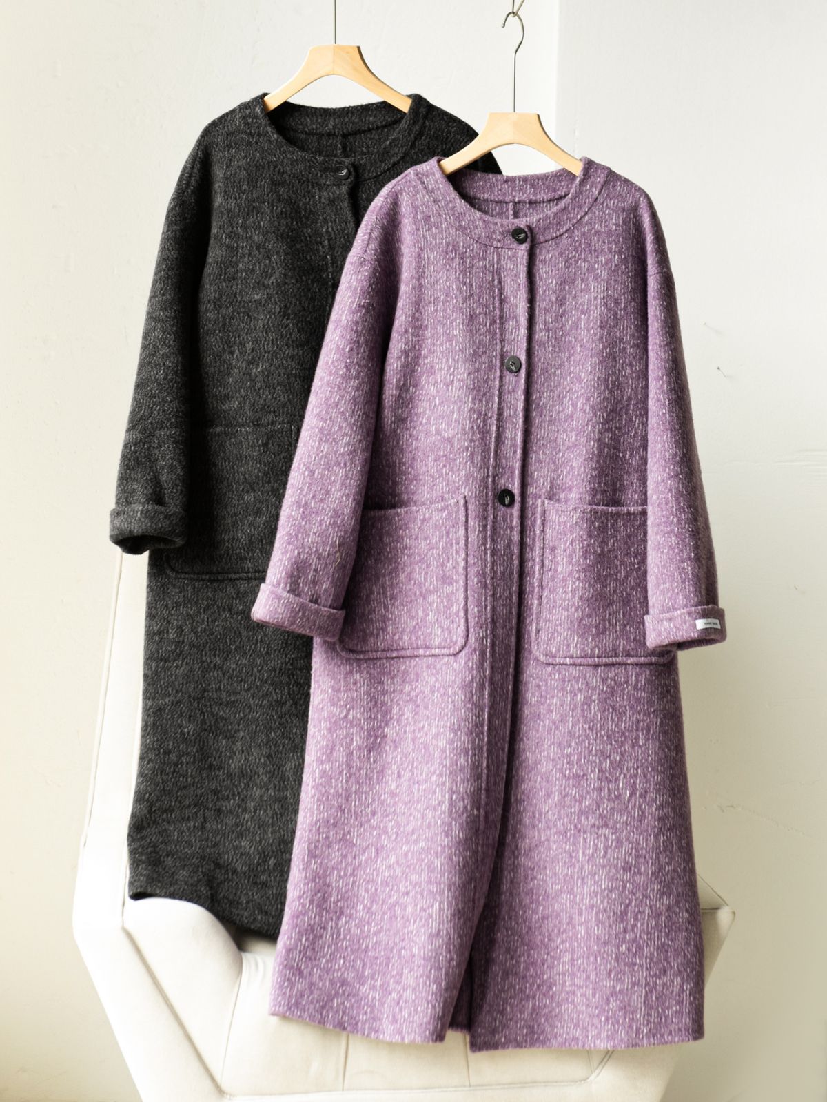 お洒落冬レディースウールコートロングコートニットスカーフ暖かコート