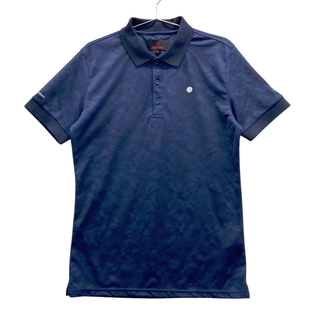 サイズ M BRIEFING GOLF ブリーフィング 半袖ポロシャツ カモフラ 総柄 ネイビー系 240101546548 ゴルフウェア メンズ ストスト