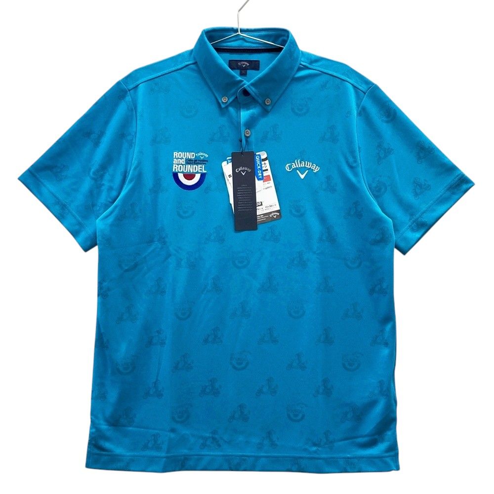 サイズ LL CALLAWAY キャロウェイ 半袖ポロシャツ ボタンダウン ジャガード 総柄 ブルー系 240101547311 ゴルフウェア メンズ ストスト