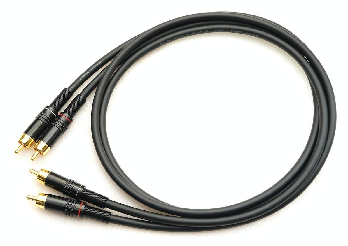 MOGAMI 2534 燐青銅製 赤白ライン 2本ペア RCAケーブル 3m