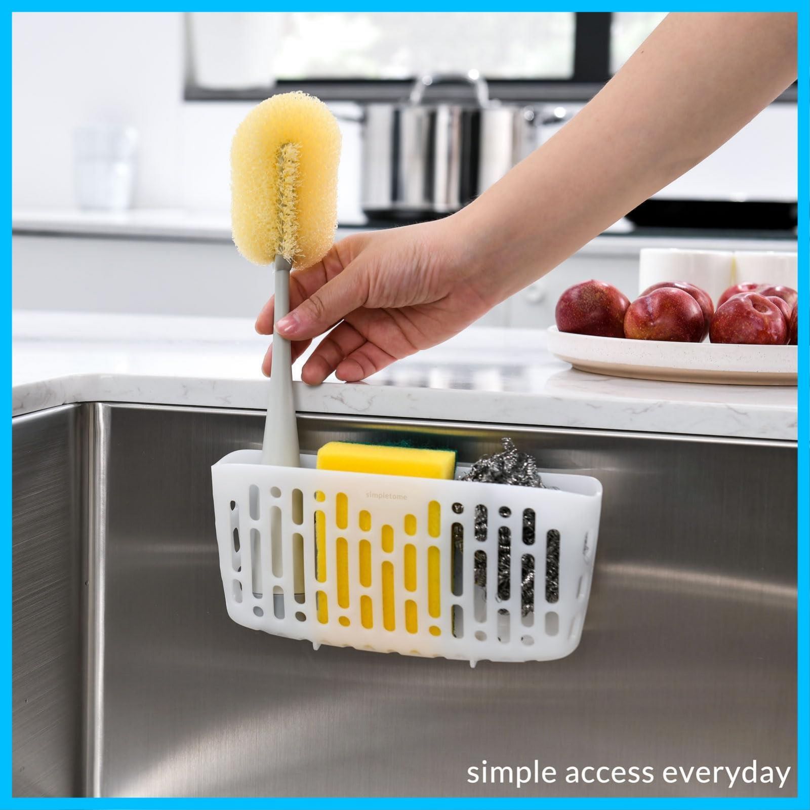 在庫 便利 小物収納 3X 洗碗刷 吸盤またはカウンタートップ 水切り スポンジ置き 半透明ホワイト simpletome