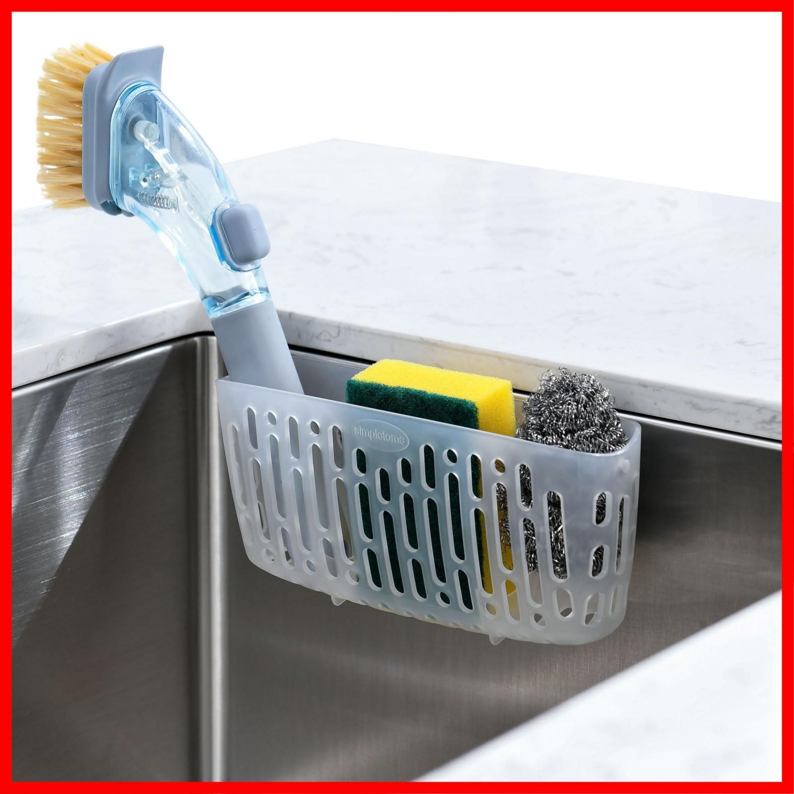 商品 吸盤またはカウンタートップ トランスペアレント 3X 便利 小物収納 洗碗刷 水切り スポンジ置き simpletome