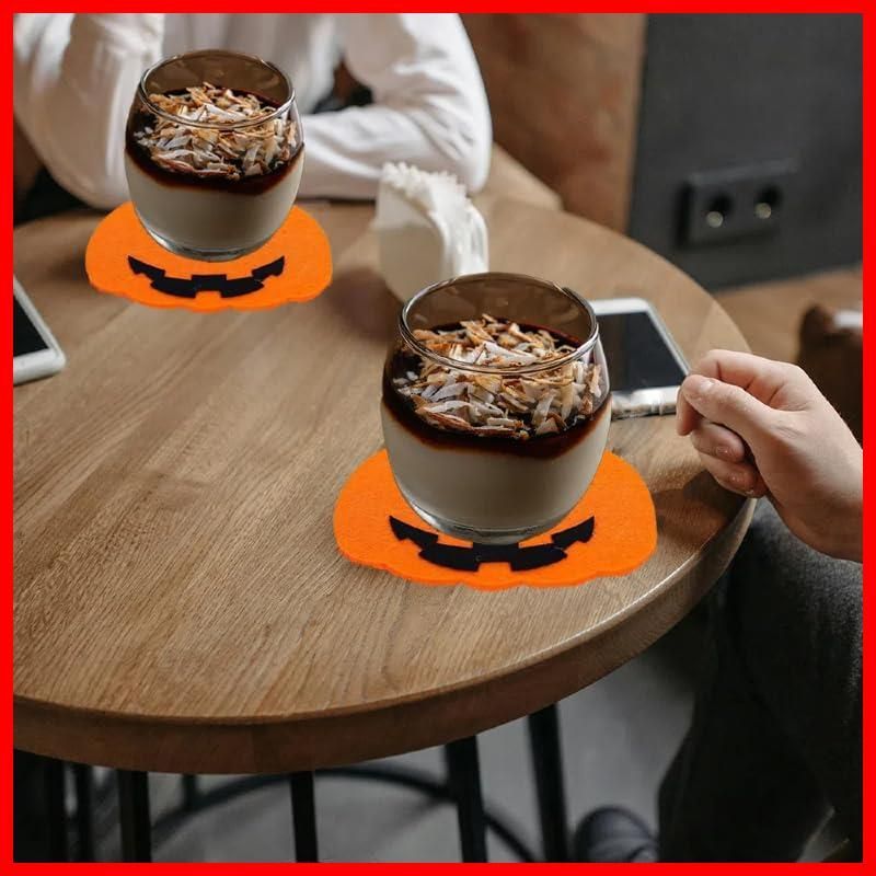 ホーム キッチン カップマット オフィス 耐熱 滑り止め 飲み物 装飾 コーヒーカップ コースター グラス フェルト かぼちゃ カップ ハロウィン コースター ハロウィン飾り 6枚セット