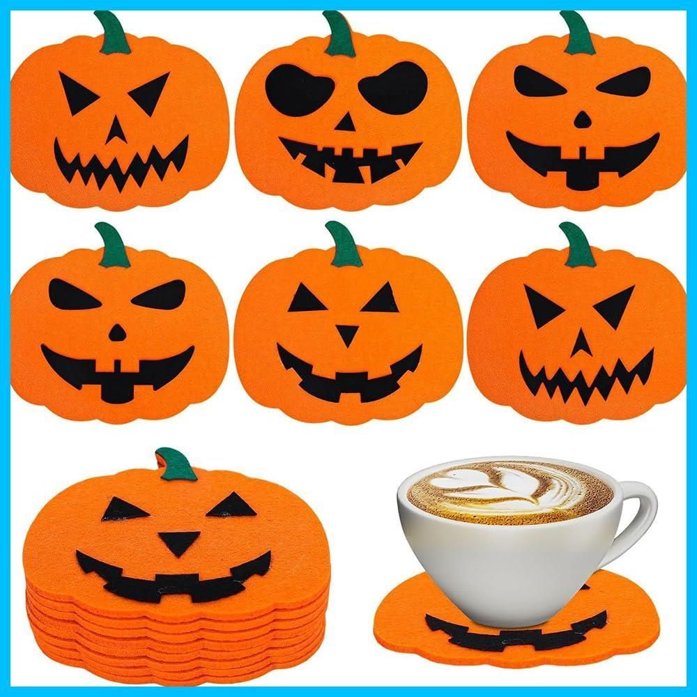 ホーム キッチン カップマット オフィス 耐熱 滑り止め 飲み物 装飾 コーヒーカップ コースター グラス フェルト かぼちゃ カップ ハロウィン コースター ハロウィン飾り 6枚セット