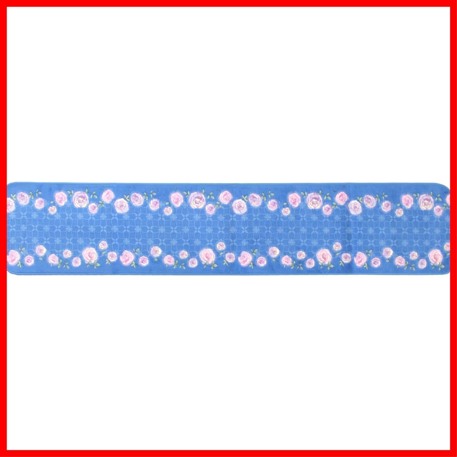 キッチンマット ブルー 約45cm×240cm オカ OKA ロイヤル チェルシー バラ エレガント