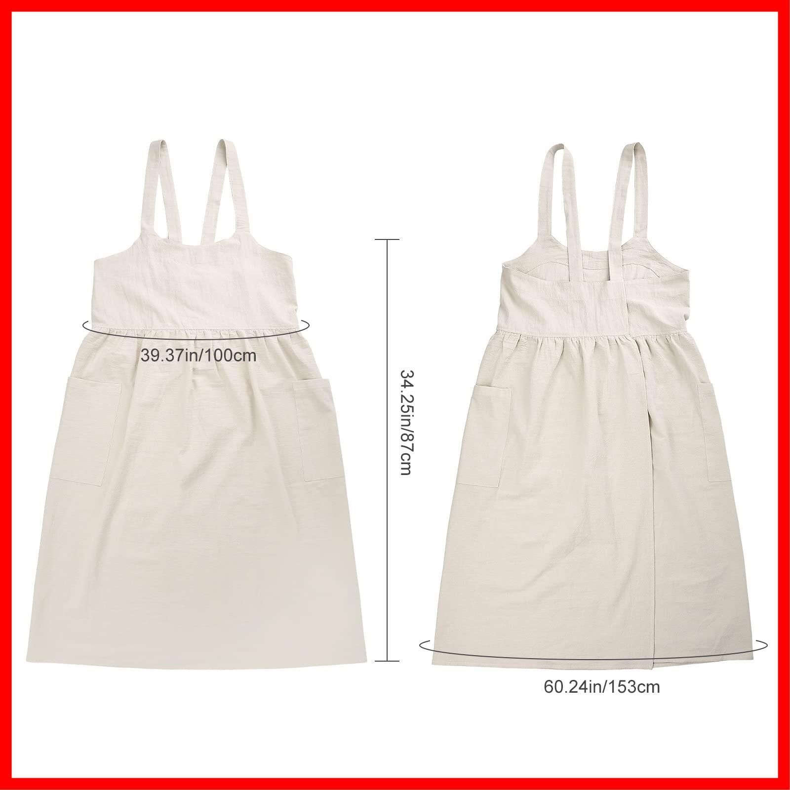 在庫 クッキング ベーキング ポケット付き ガーデニング用 ドレス タンク サスペンダー レディース エプロン リネン コットン Surblue