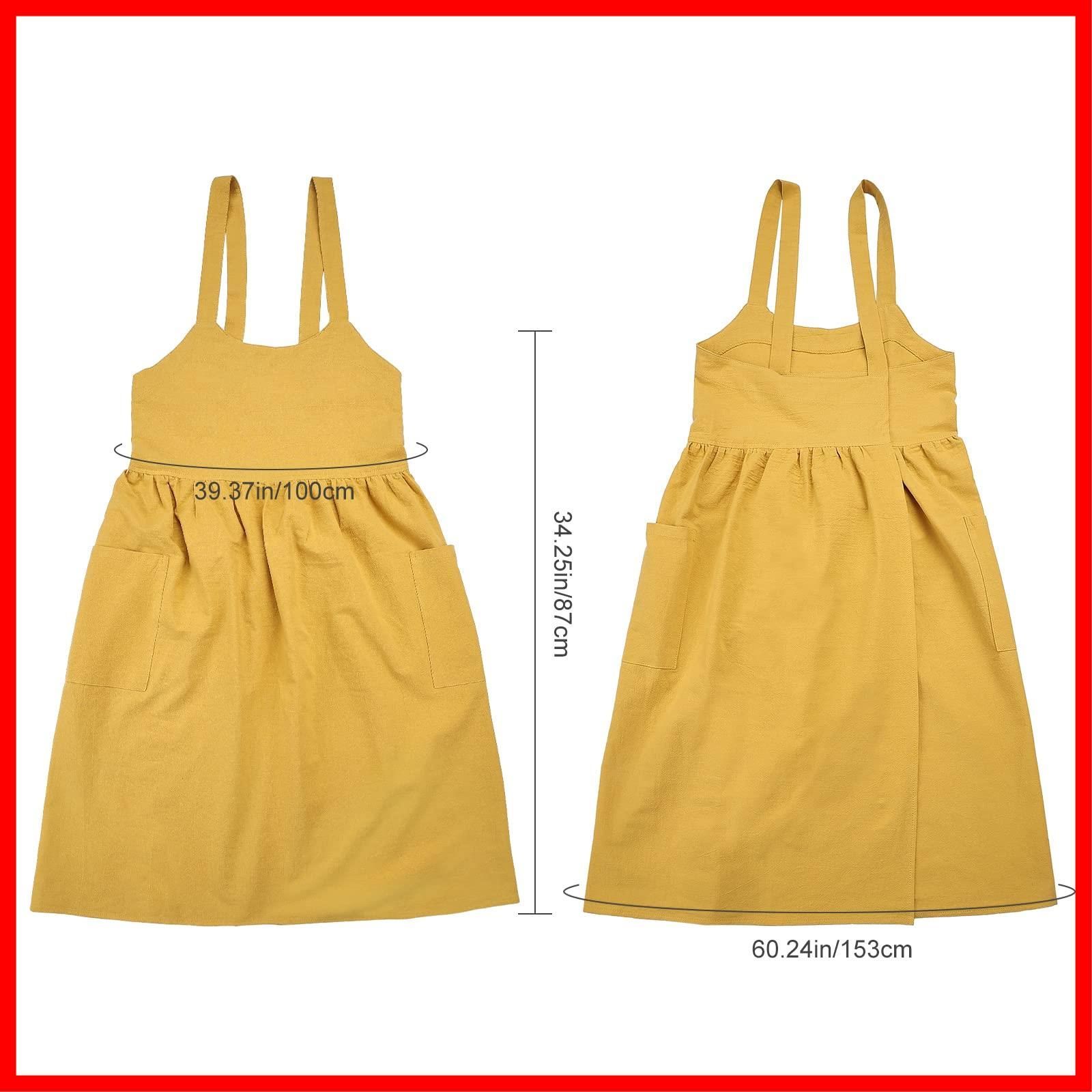 数量 レディース エプロン サスペンダー タンク リネン ドレス ポケット付き コットン ベーキング クッキング Surblue ガーデニング用