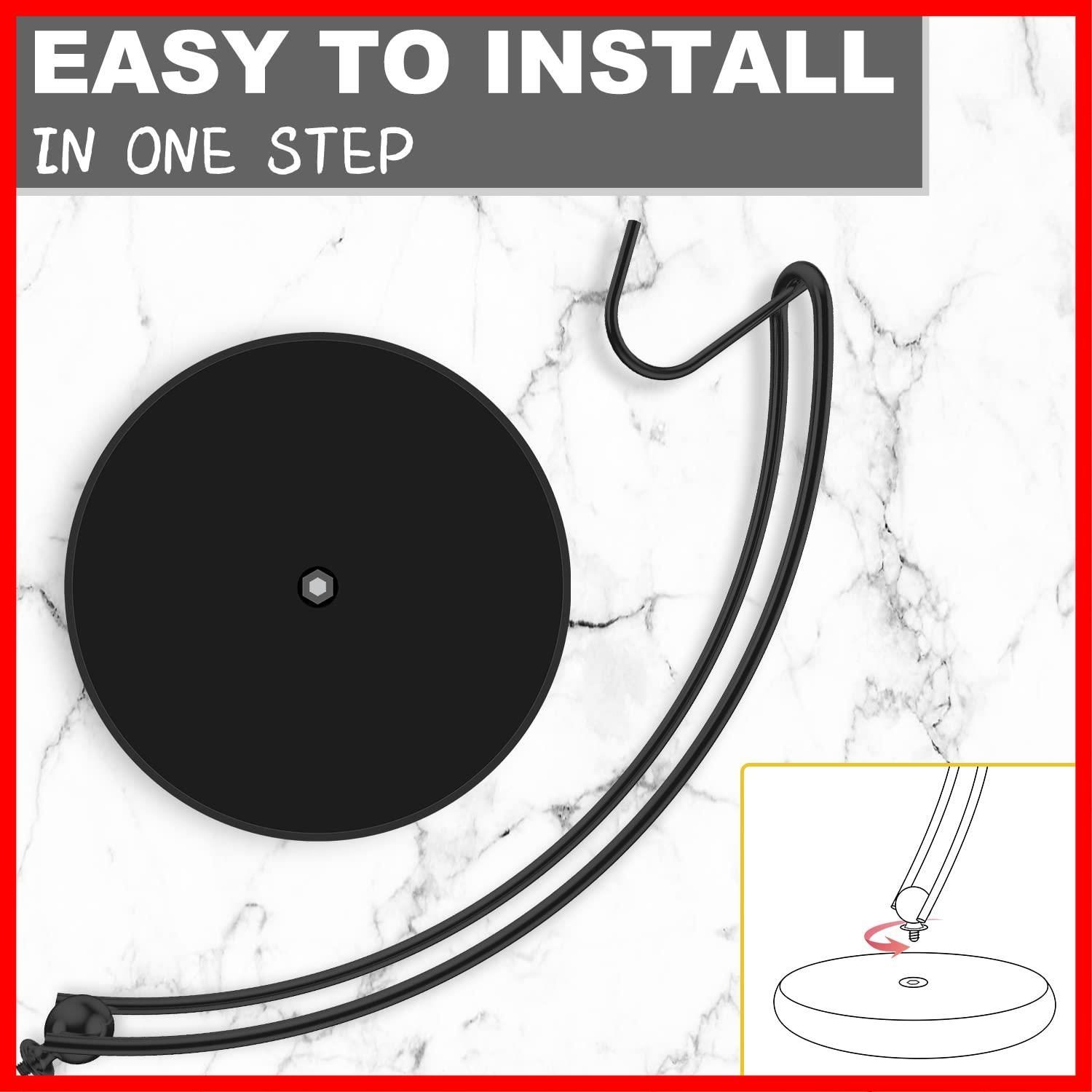 在庫 バナナホルダースタンド - 特許取得済みモダンバナナツリーハンガー 木製ベース ステンレススチール バナナラック ホームキッチン用 倒れない フルブラック