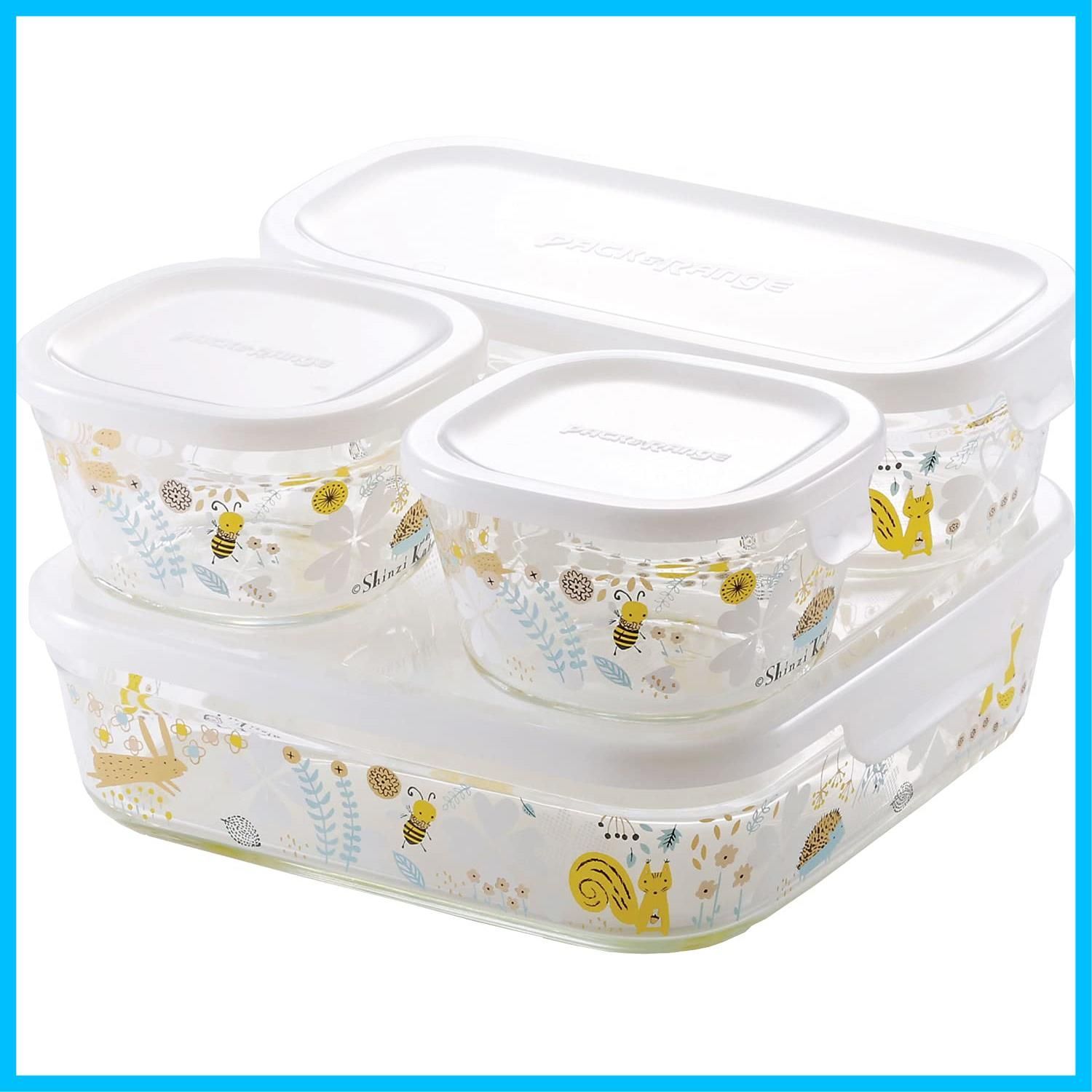 耐熱ガラス 保存容器 iwaki イワキ シンジカトウ 北欧の庭 システムセット ミニ パック-レンジ PS-PRNSNF4