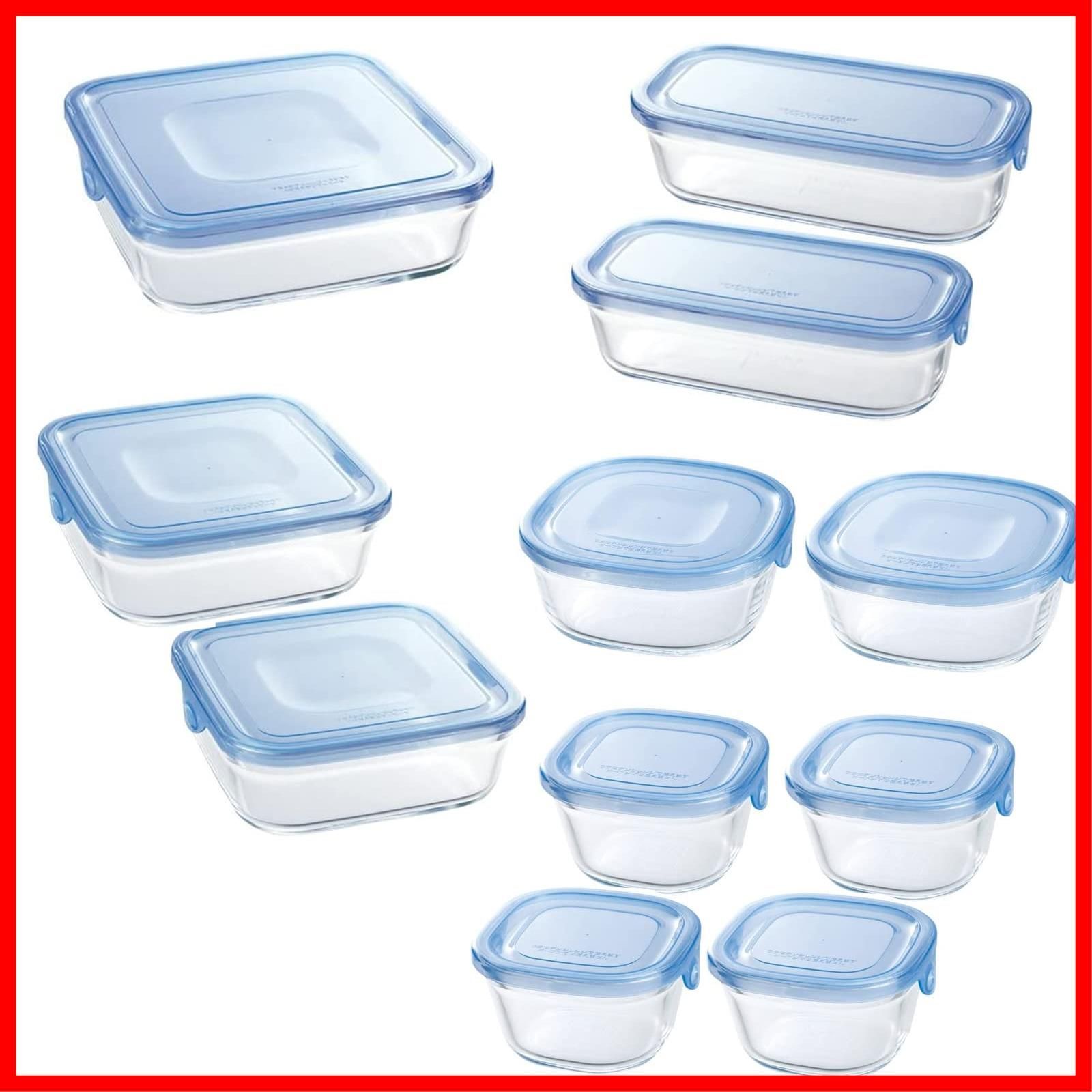 商品 保存容器 ブルー セット 耐熱ガラス パック-レンジ iwaki イワキ PS-NPR-11 B