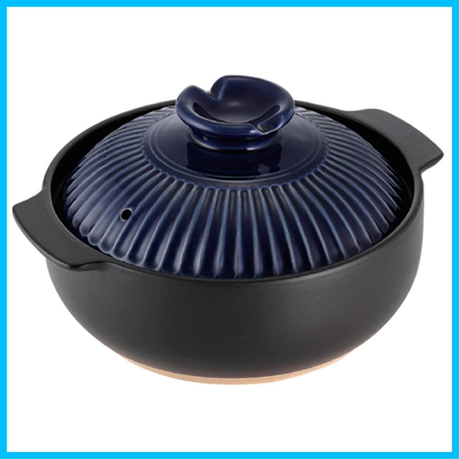 3-4人前 紺 モダンデザイン 8号 和洋どちらにも 保温性 余熱調理 土鍋 軽量 陶器 ペイント 粉体塗装 直火 電子レンジOK カクセー 菊粋 EW-02N