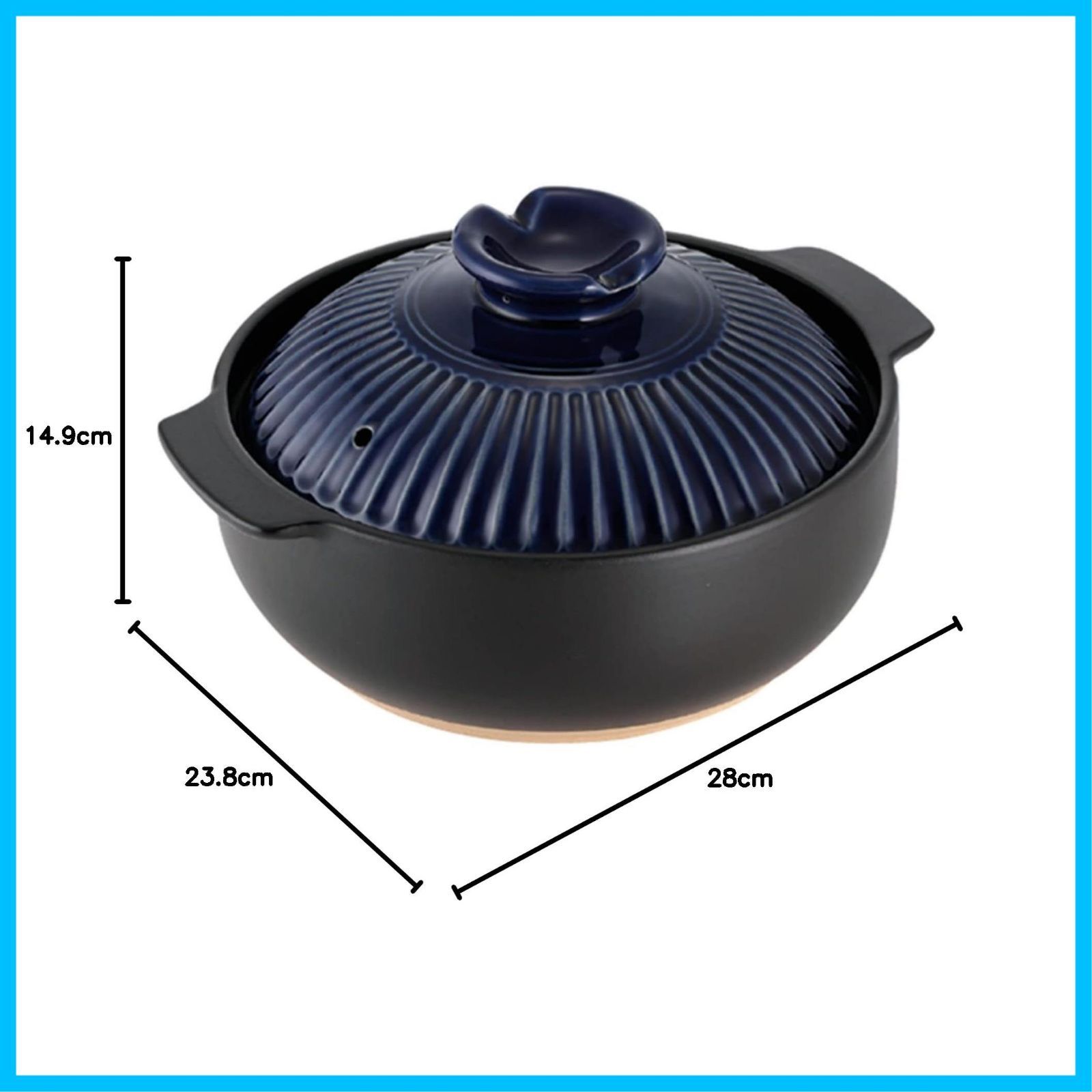 3-4人前 紺 モダンデザイン 8号 和洋どちらにも 保温性 余熱調理 土鍋 軽量 陶器 ペイント 粉体塗装 直火 電子レンジOK カクセー 菊粋 EW-02N