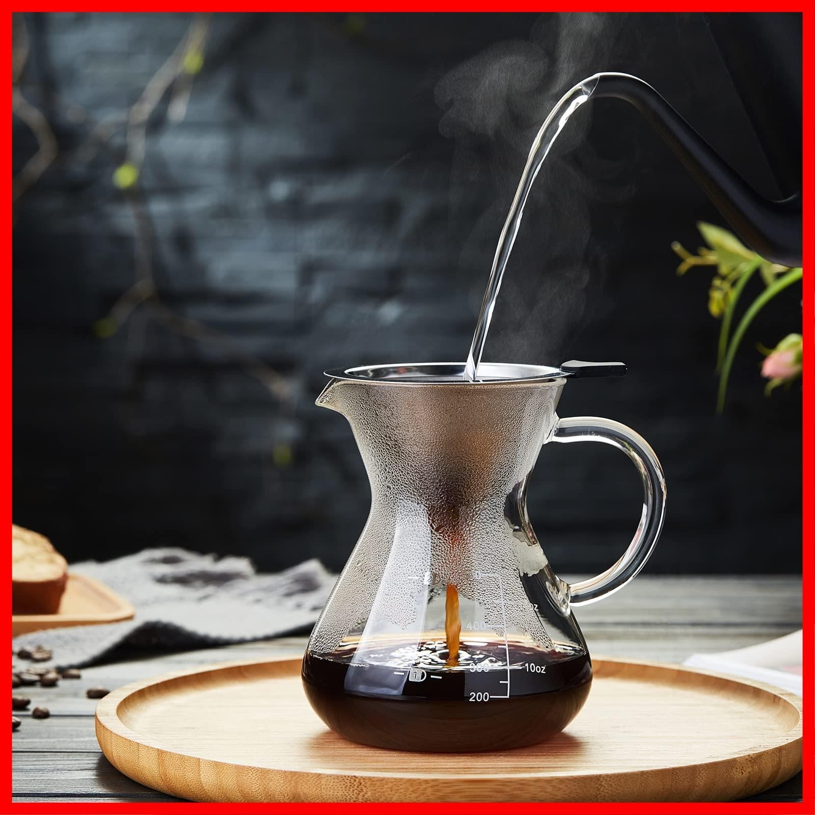 商品 繰り返し使用 なステンレスフィルター ペーパーコーヒーフィルター不要 500ml ２層メッシュ ドリップコーヒーサーバー 電子レンジ対応 コーヒーサーバー ポカロティー 目盛付き POKALOTEA WWW_OPDRERGINERDOGAN_COM