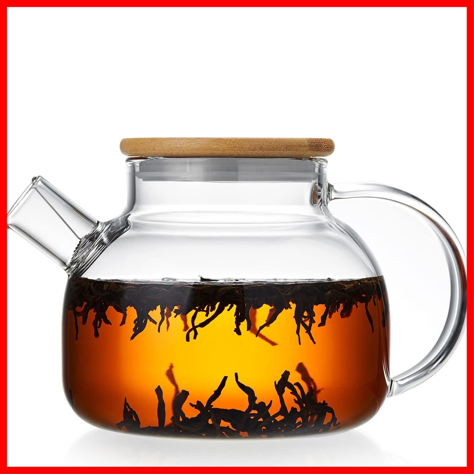直火対応 1000ml ガラスポット 丸型 やかん クリア ケトル 透明 割れにくい 紅茶 耐熱 緑茶 フルーツティー ティーポット リーフティー 花咲く工芸茶 ガラス急須 ケトル 茶こし付き ポカロティー 大容量