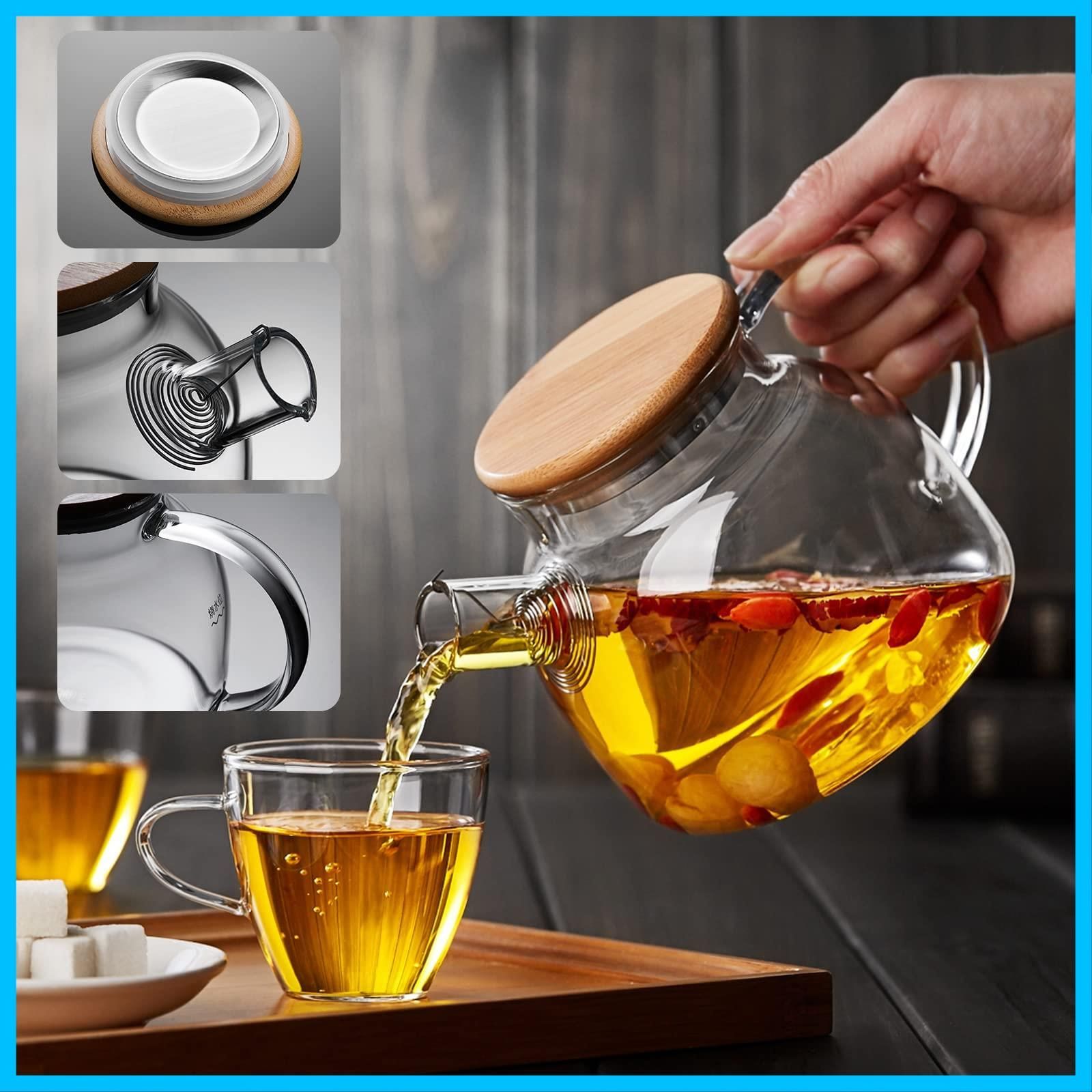 直火対応 1000ml ガラスポット 丸型 やかん クリア ケトル 透明 割れにくい 紅茶 耐熱 緑茶 フルーツティー ティーポット リーフティー 花咲く工芸茶 ガラス急須 ケトル 茶こし付き ポカロティー 大容量 WWW_OPDRERGINERDOGAN_COM