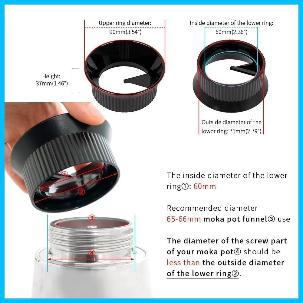 新着商品 watchget モカポット ドージングファンネル 60mmドージングフリング 直火式エスプレッソメーカー ブリッカインダクション4カップ用 ブラック