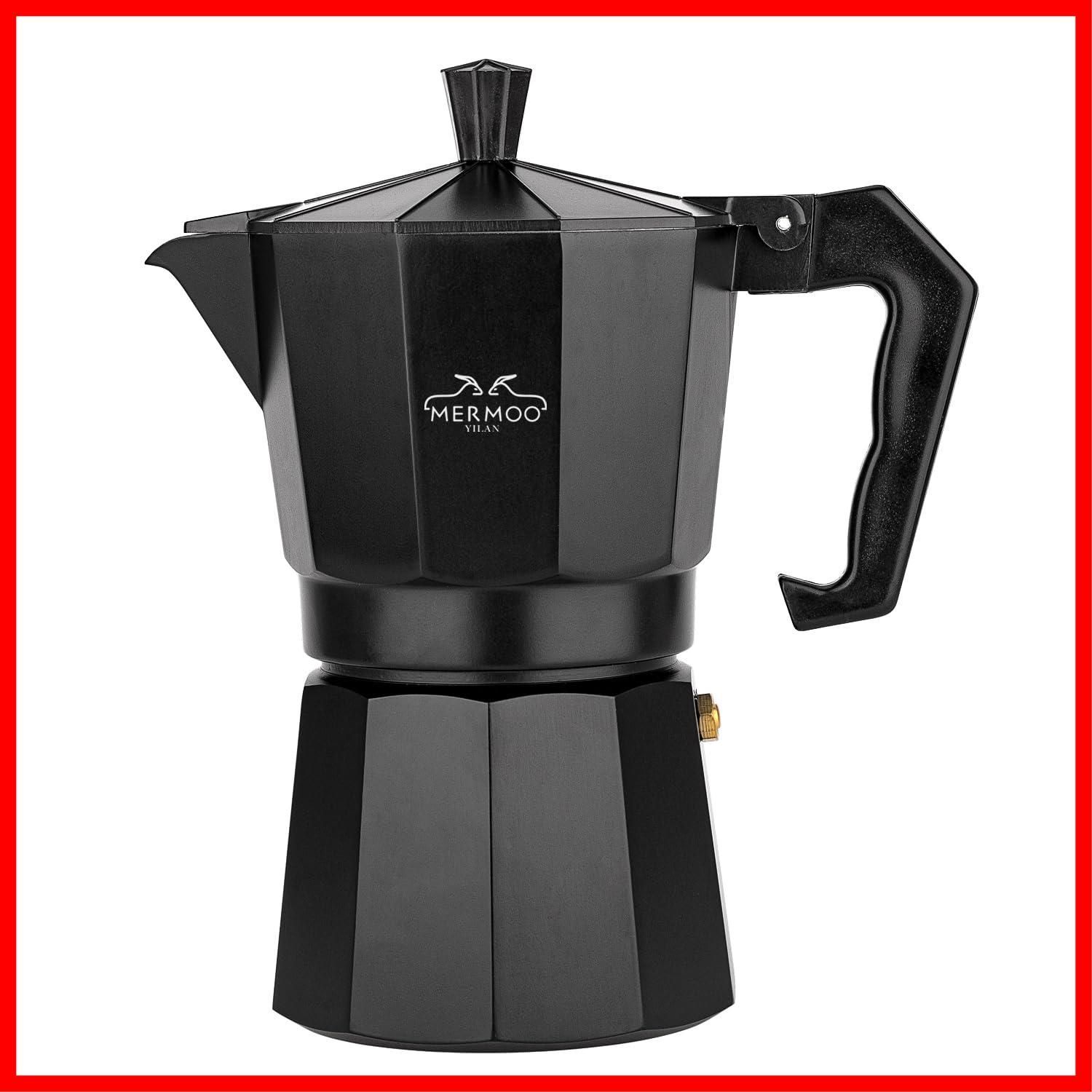 直火エスプレッソメーカー 6カップ 300 ml ブラック メルムー イーラン モカポット アルミ YILAN コーヒーメーカー アウトドア MERMOO コーヒー エスプレッソマシン