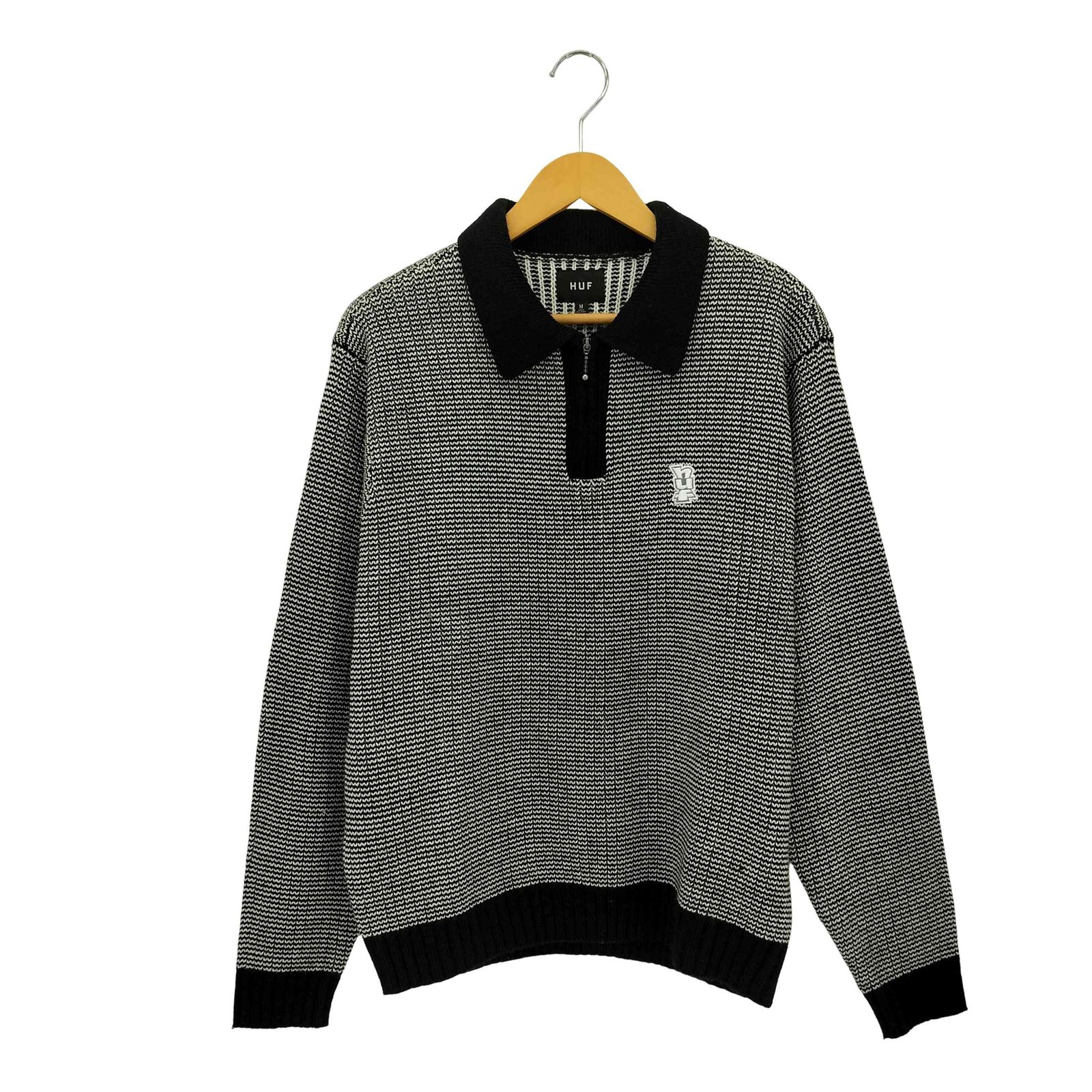 ハフ HUF MEGABLAST TWO TONE WAFFLE SWEATER メガブラスト ツートーン ワッフル ハーフジップ ニット セーター メンズ M