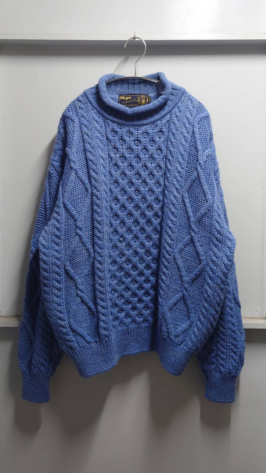 90’s Skye Naturally イングランド製 ロールネック アランニット フィッシャーマンセーター M