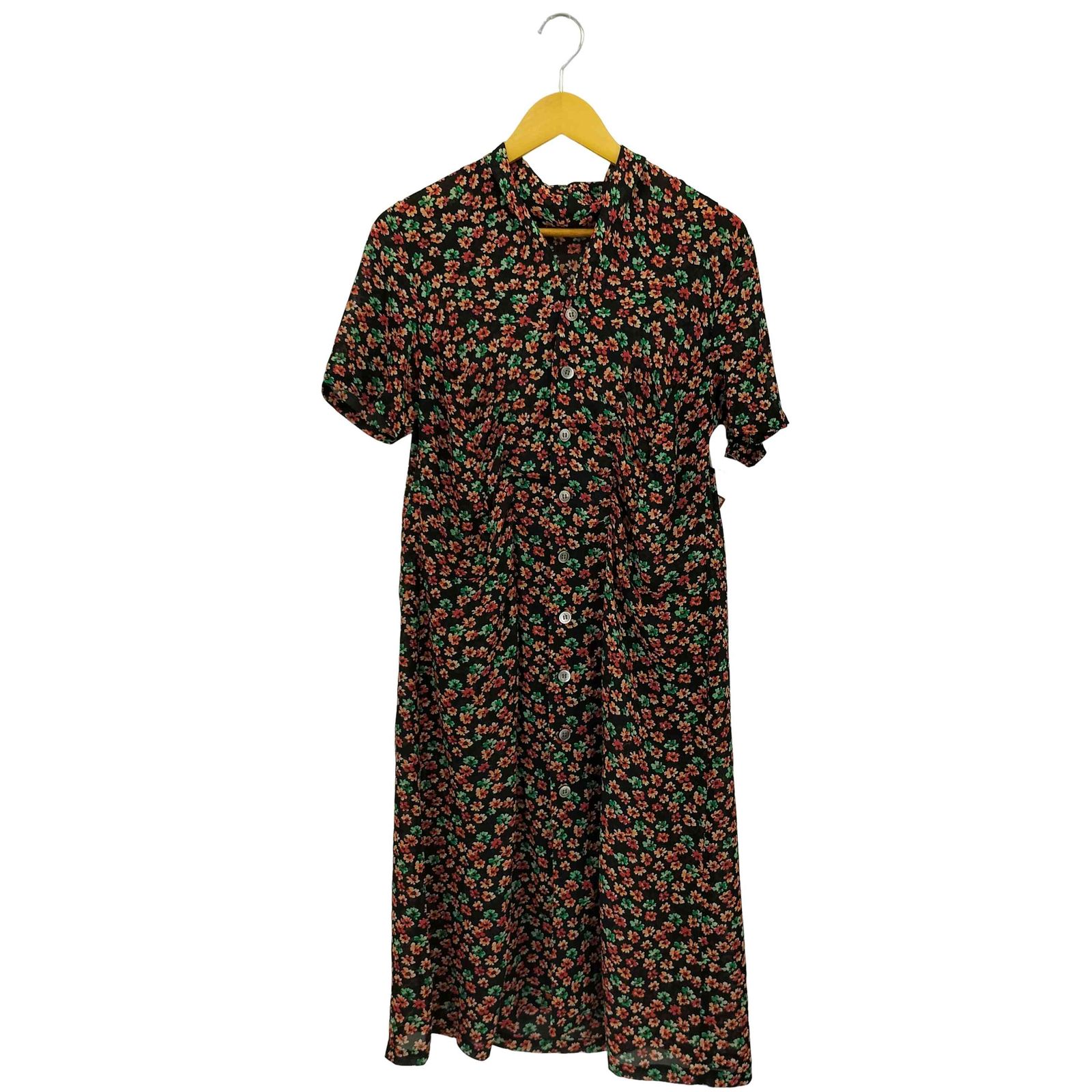 ワイズフォーリビング Ys for living メニーボタン フラワー総柄 半袖ワンピース レディース 表記無