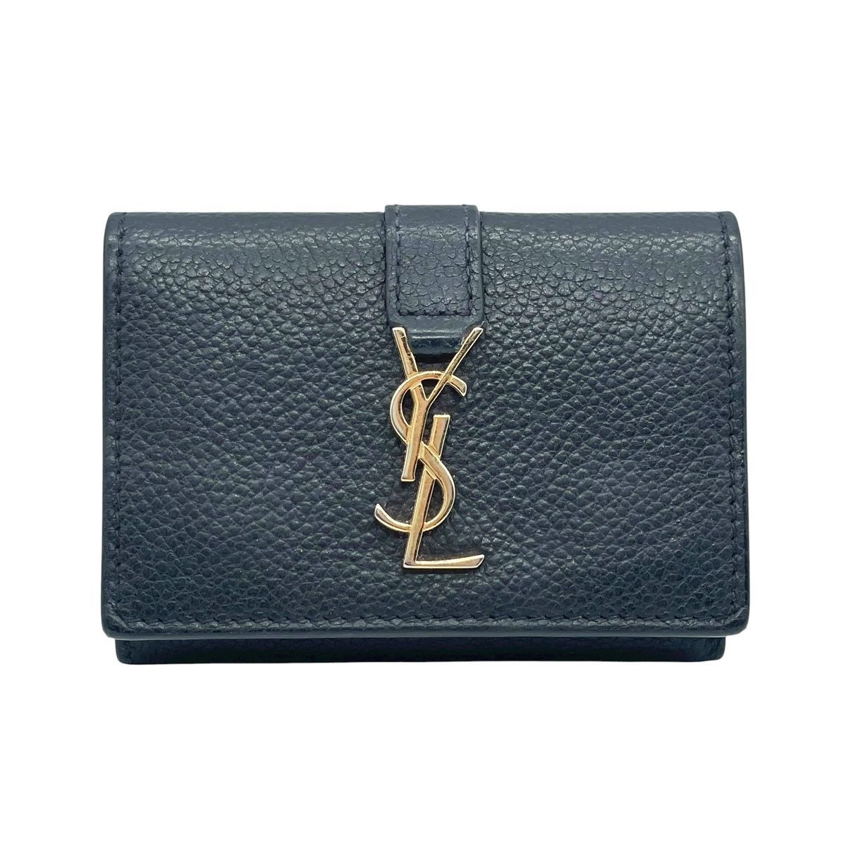 Saint Laurent サンローラン YSLライン オリガミ タイニーウォレット 620287 三つ折り財布 レザー メンズ レディース 25030038 OS