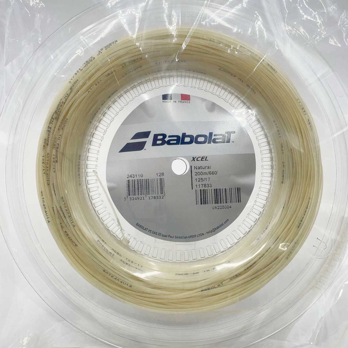 バボラ XCEL エクセル 125 硬式 テニス ストリング ガット 200m ロール ナチュラル 243110 BABOLAT 1.25mm