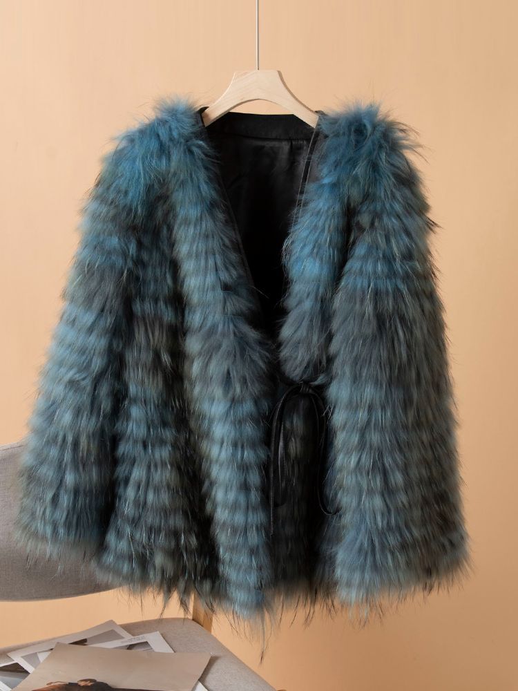 お洒落冬レディースフォックスファー毛皮コート本革コートジャケット