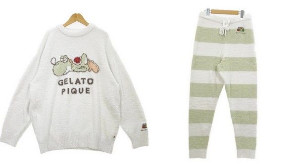 gelato pique ジェラートピケ スーパーマリオ ヨッシー セットアップ ルームウェア パジャマ PMNT214157 男女兼用 Lサイズ 上下 IL17253