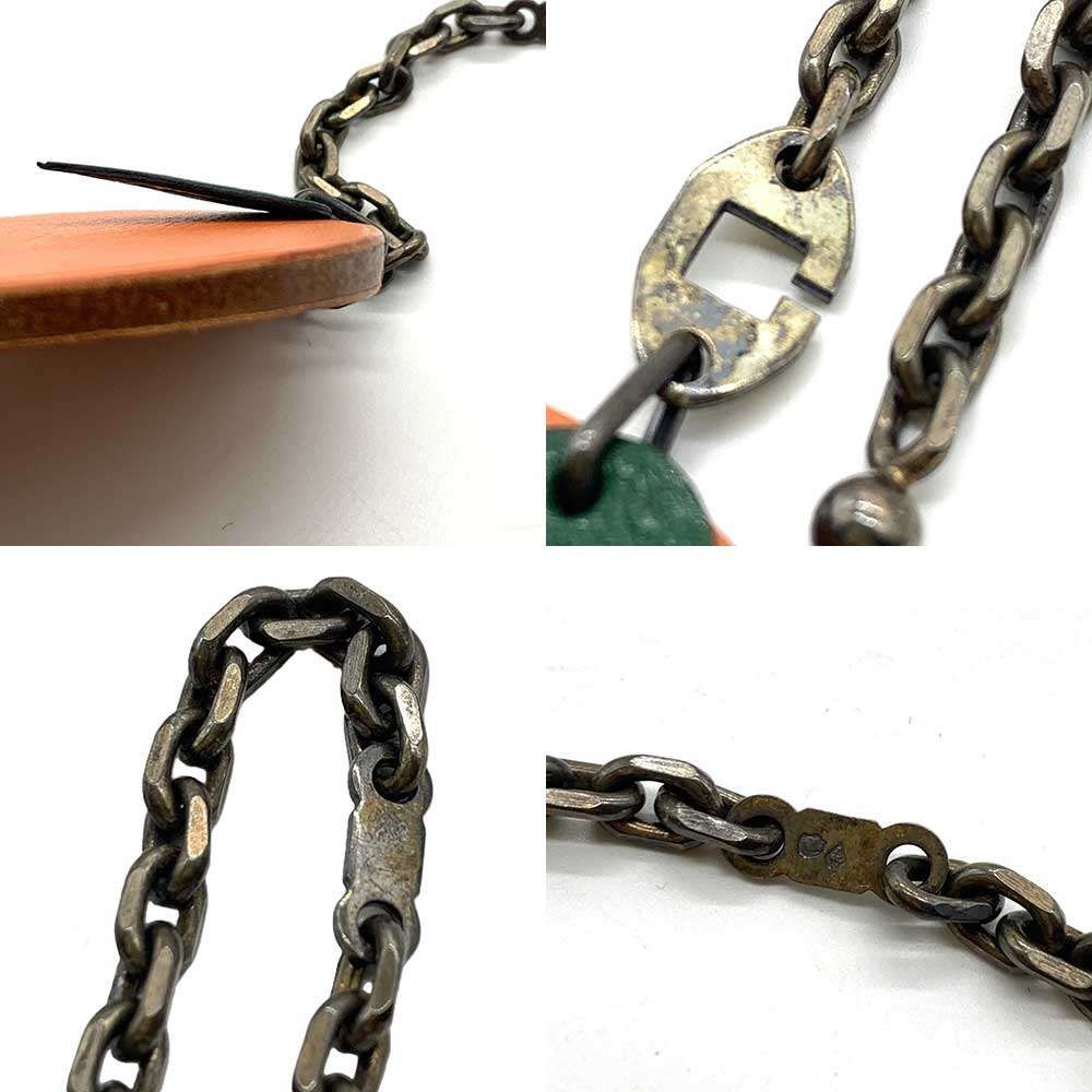  エルメス キーチェーン フルーツチャーム オレンジ レザー×シルバーチェーン HERMES ABランク チャーム アクセサリー
