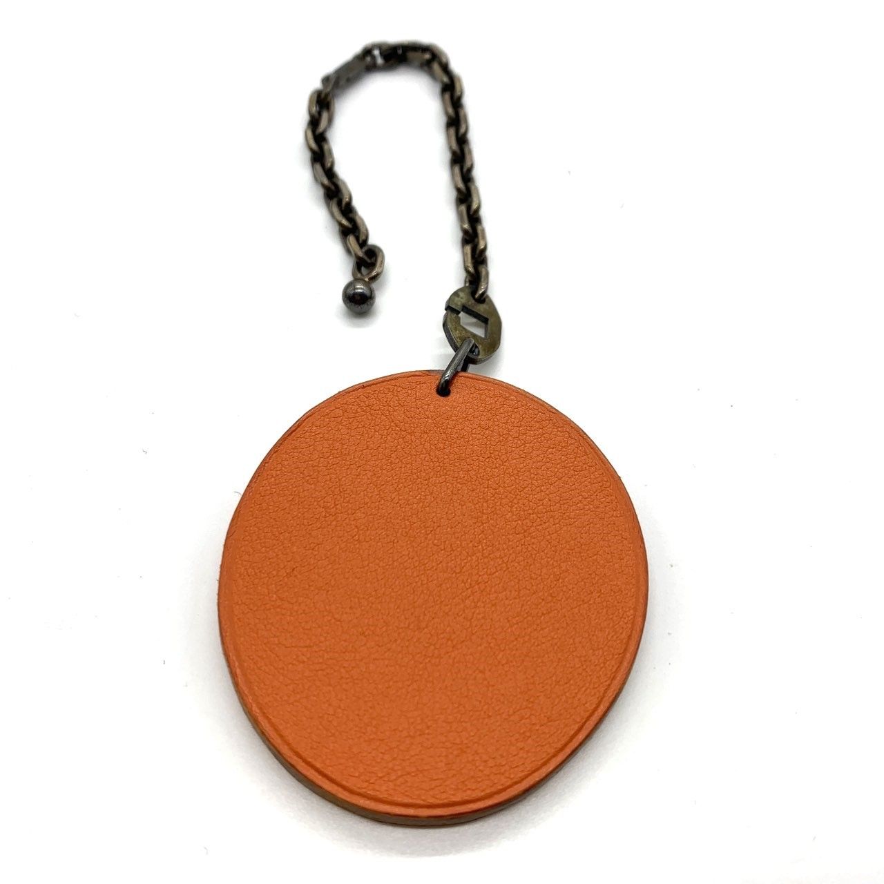 エルメス キーチェーン フルーツチャーム オレンジ レザー×シルバーチェーン HERMES ABランク