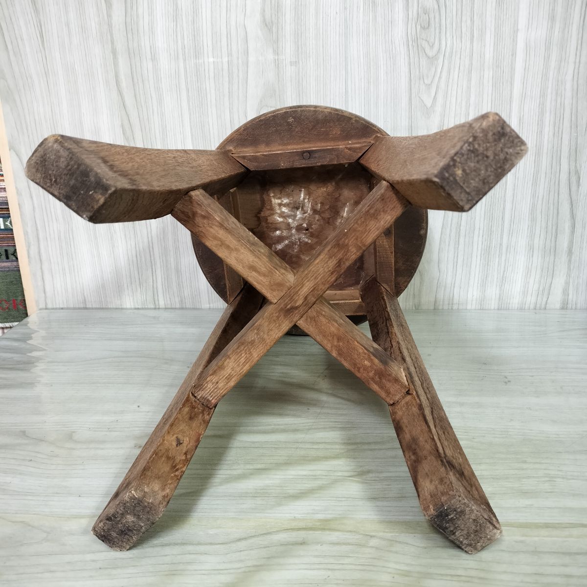 木製 丸椅子 スツール アンティーク レトロ 27x27x40 座面径27 240002