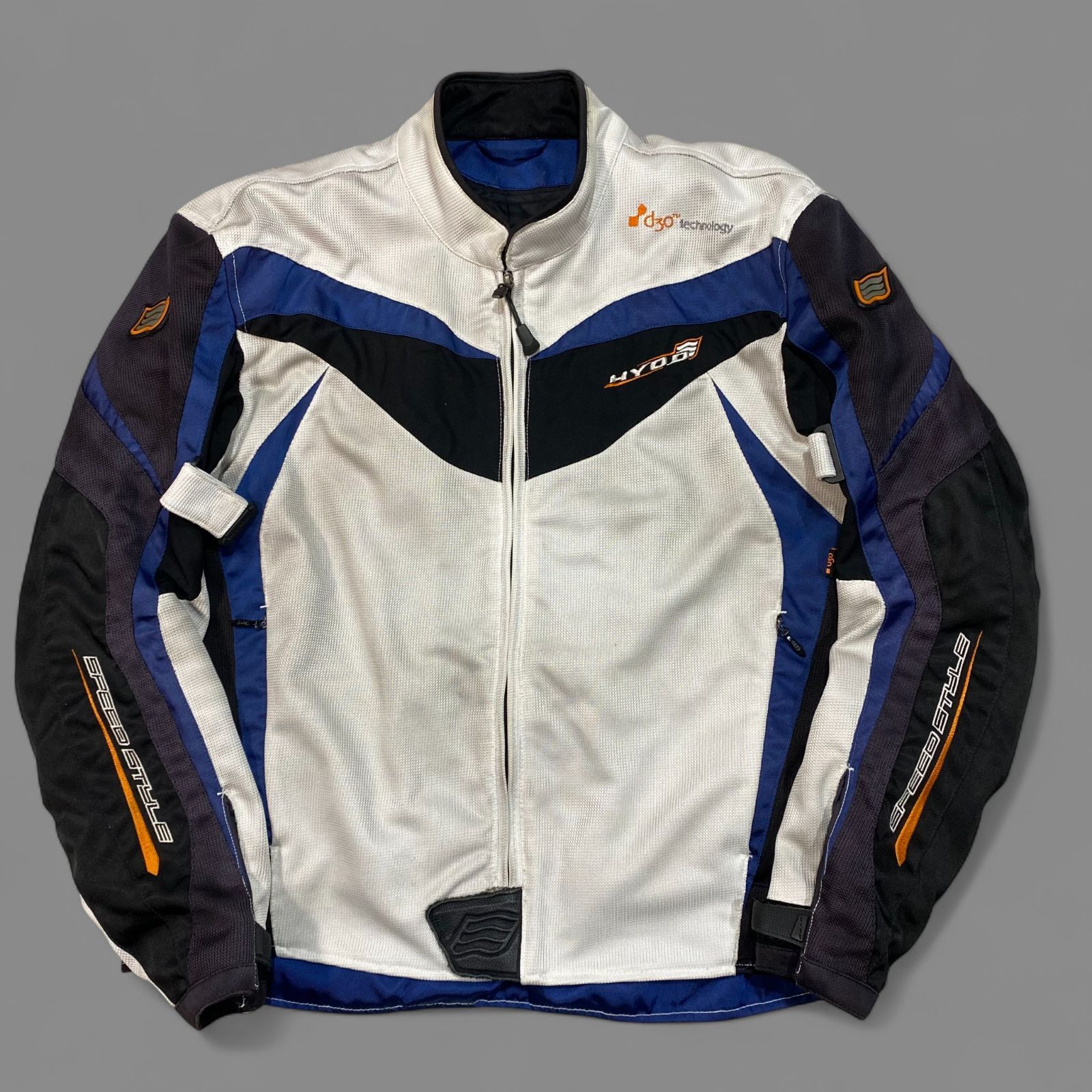 HYOD ヒョウドウ パッド付 ライディング ジャケット L ホワイト ブラック ブルー KT 80 TTM KG