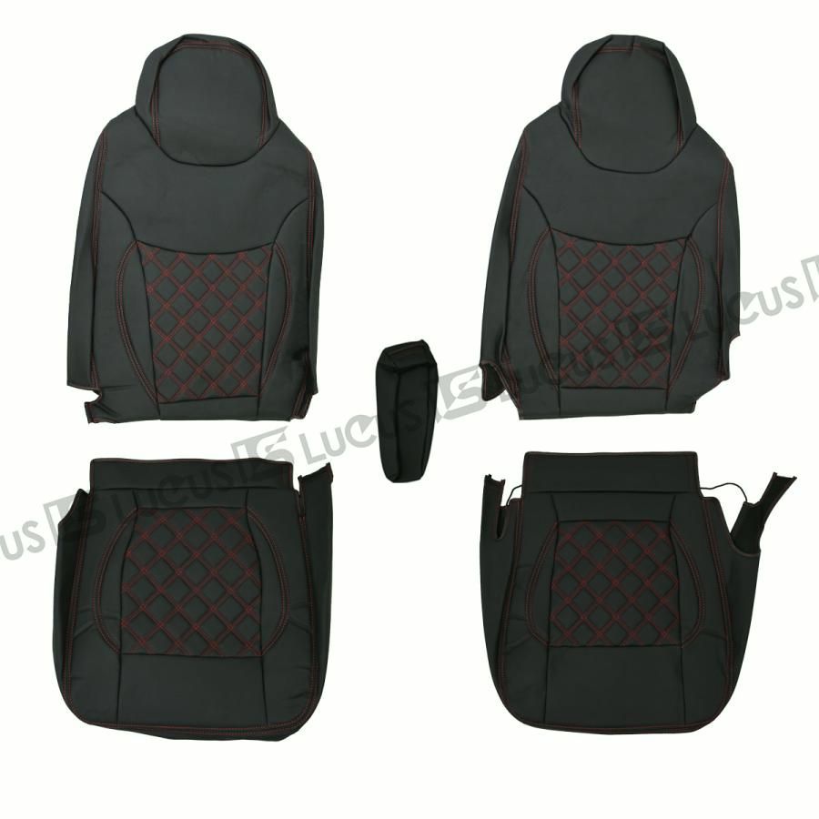 いすゞ 07フォワード フロント シートカバー ハンドルカバー レッドステッチ トラック 4 t ダイヤカット 90系 07 フォワード 運転席 助手席 721 2 L RE 都市型 ヘッドライト自動調整